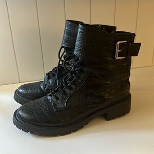 Black Snakeskin Combat Boot